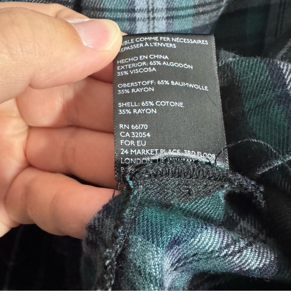 Ecote Plaid Pleated Mini Skirt Green Navy Cotton Rayon Size 8 Urban Outfitters - Picture 5 of 6